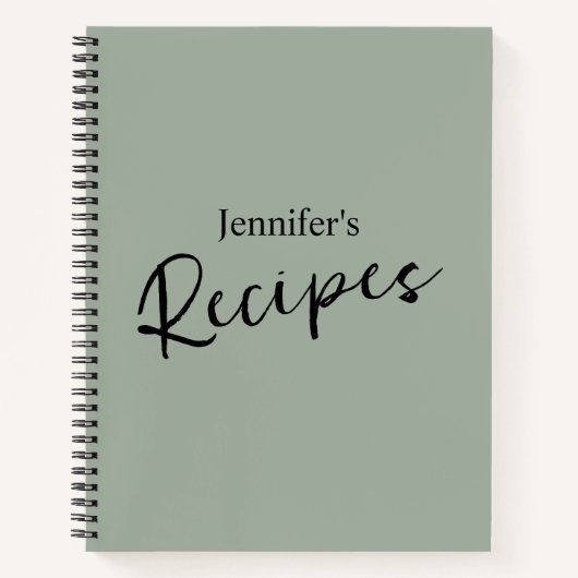 ミニマルエレガントリストセージグリーンレシピ ノートブック (正面)