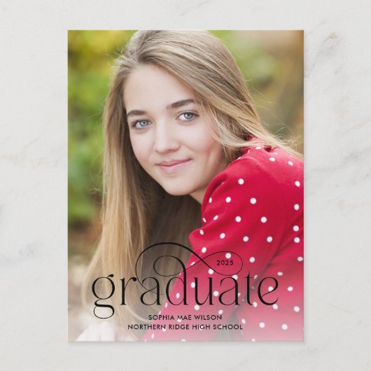 ミニマルエレガントリストタイプのオーバーレイ写真卒業 ポストカード (正面)