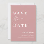 ミニマルエレガントリストダスティピンク写真デートを保存 招待状 (正面)