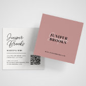 ミニマルエレガントリストダスティピンクQRコード スクエア名刺