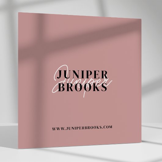 ミニマルエレガントリストダスティピンクQRコード スクエア名刺