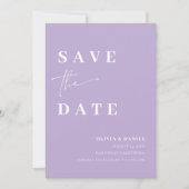 ミニマルエレガントリストダスティ薄紫写真の保存日付 招待状 (正面)
