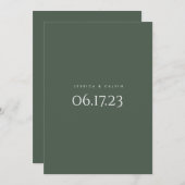ミニマルエレガントリストダークグリーン結婚式招待状 招待状 (正面/裏面)
