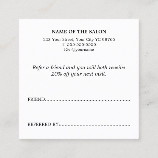 ミニマルエレガントリストダークグレーゴールデンはっきりしたサロン 紹介カード (裏面)