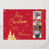 ミニマルエレガントリストツリーフォトフォイルはがき 箔シーズンカード (正面)