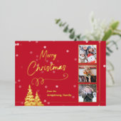 ミニマルエレガントリストツリーフォトフォイルはがき 箔シーズンカード (立ち正面)