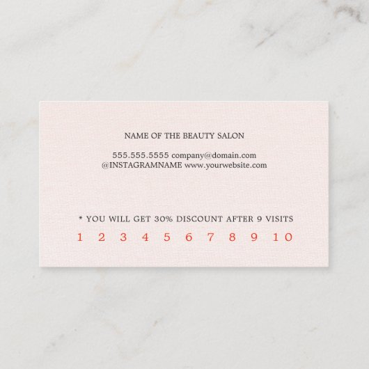 ミニマルエレガントリストテクスチャライトピンク赤美しい ロイヤリティカード (裏面)