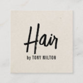 ミニマルエレガントリストテクスベージュはっきりした美容師 スクエア名刺 (正面)