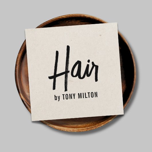 ミニマルエレガントリストテクスベージュはっきりした美容師 スクエア名刺