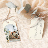 ミニマルエレガントリストハッピーホリデー写真 ギフトタグ