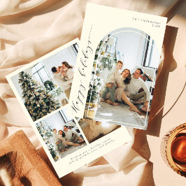 ミニマルエレガントリストハッピーホリデー5写真 シーズンカード