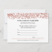 ミニマルエレガントリストバラ金ゴールドギフト証明書 招待状 (裏面)