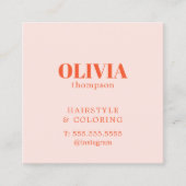 ミニマルエレガントリストパステルはっきりした美容師 スクエア名刺 (正面)