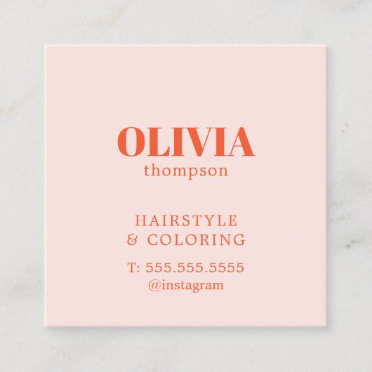 ミニマルエレガントリストパステルはっきりした美容師 スクエア名刺 (正面)