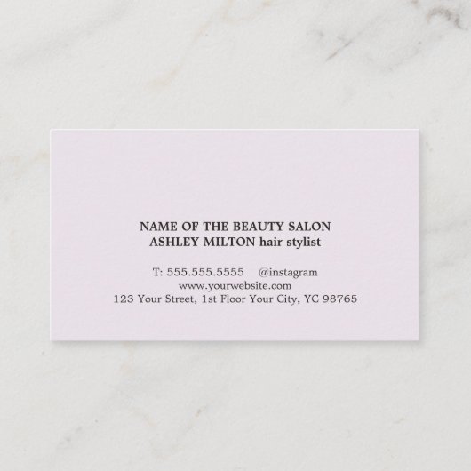 ミニマルエレガントリストパステルフェイク金ゴールド美容師 名刺 (裏面)