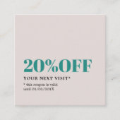ミニマルエレガントリストパステルベージュグリーンサロンショップ 割引カード (正面)