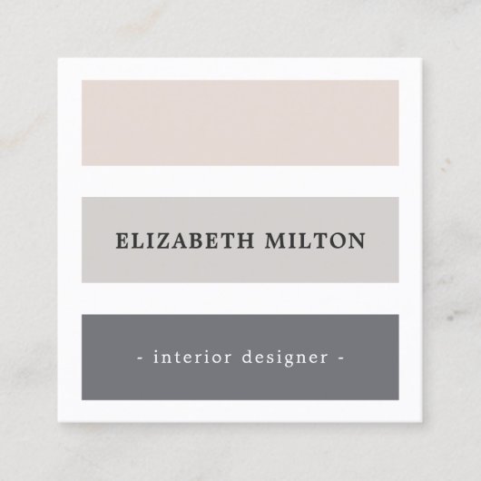 ミニマルエレガントリストパステルホワイトストライプズ スクエア名刺 (正面)
