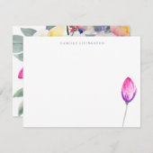 ミニマルエレガントリストパープルピンクパーソナライズされたフローラ ノートカード (正面/裏面)