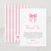 ミニマルエレガントリストピンクボウシャワーサンキューカード サンキューカード (正面/裏面)