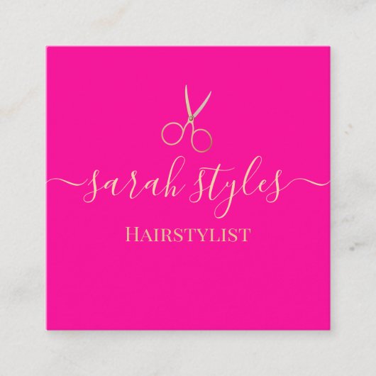 ミニマルエレガントリストピンク金ゴールドヘアスタイリスト コーリングカード (正面)