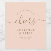 ミニマルエレガントリストピンク&金ゴールド結婚ズワインラベル ワインラベル (シングルラベル)