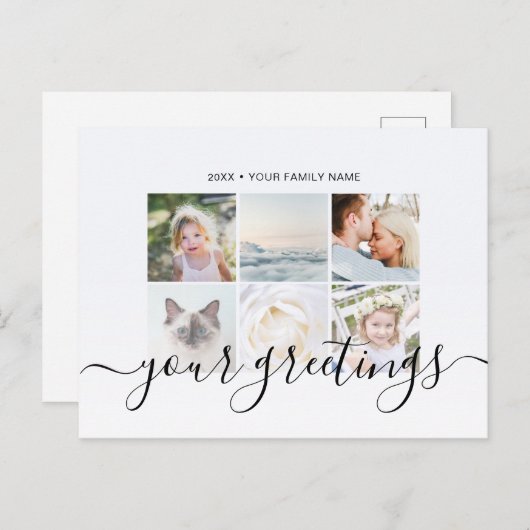 ミニマルエレガントリストファミリーの写真グリーティング ポストカード (正面/裏面)