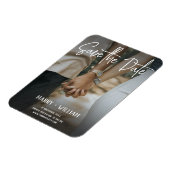 ミニマルエレガントリストフォトウェディング日付の保存 マグネット (左側)