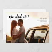 ミニマルエレガントリストフォトウェディング日付の保存 招待状 (正面/裏面)