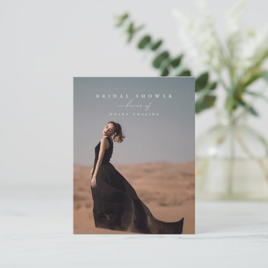 ミニマルエレガントリストフォトシックブライダルシャワー 招待状 (スタンド正面)