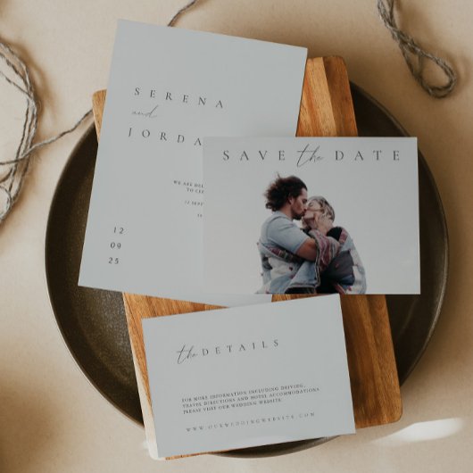 ミニマルエレガントリストフォトデートの保存 ポストカード