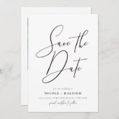 ミニマルエレガントリストフォトデートの保存 招待状 (正面/裏面)