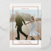 ミニマルエレガントリストフォトバラ金ゴールドサンキューカード 箔招待状 (正面)