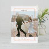 ミニマルエレガントリストフォトバラ金ゴールドサンキューカード 箔招待状 (立ち正面)