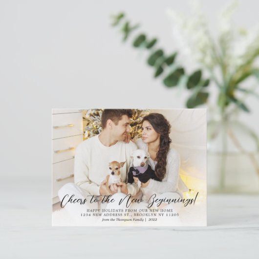 ミニマルエレガントリストフォトホリデー移動 案内ポストカード (スタンド正面)