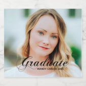 ミニマルエレガントリストフォト卒業パーティー スパークリングワインラベル (シングルラベル)