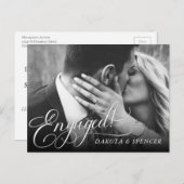 ミニマルエレガントリストフォト婚約 案内ポストカード (正面/裏面)