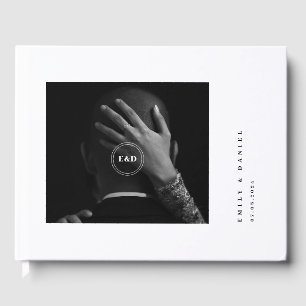 ミニマルエレガントリストフォト日付の保存招待状 ゲストブック