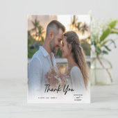 ミニマルエレガントリストフォト結婚の感謝 サンキューカード (スタンド正面)