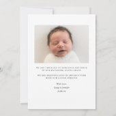 ミニマルエレガントリストフォト誕生 案内状 (裏面)