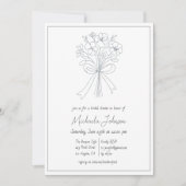 ミニマルエレガントリストフラワーアンドボウブライダルシャワー 招待状 (正面)