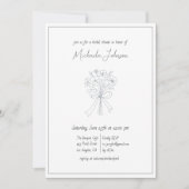 ミニマルエレガントリストフラワーアンドボウブライダルシャワー 招待状 (正面)