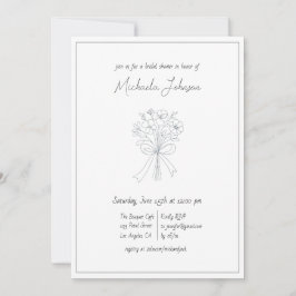 ミニマルエレガントリストフラワーアンドボウブライダルシャワー 招待状
