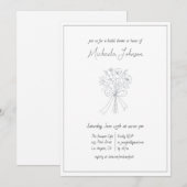 ミニマルエレガントリストフラワーアンドボウブライダルシャワー 招待状 (正面/裏面)