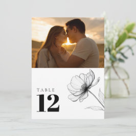 ミニマルエレガントリストフローラフォトテーブル番号 招待状