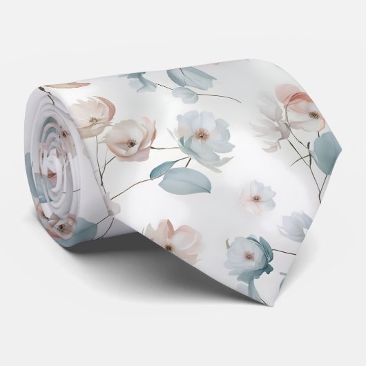 ミニマルエレガントリストフローラ水の色パターン ネクタイ (ロール)