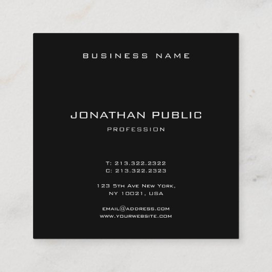 ミニマルエレガントリストブシンプルラックモダンテンプレート スクエア名刺 (裏面)