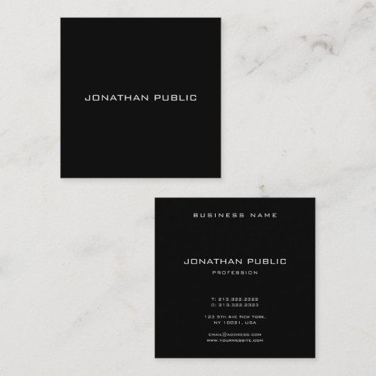 ミニマルエレガントリストブシンプルラックモダンテンプレート スクエア名刺 (正面/裏面)