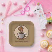 ミニマルエレガントリストブラウンコーヒーエスプレッソ店 ペーパープレート (パーティー)