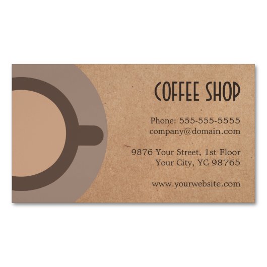ミニマルエレガントリストブラウンコーヒーショップ マグネット名刺 (正面)