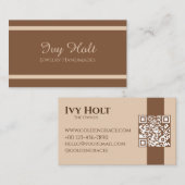 ミニマルエレガントリストブラウンベージュジュエリーQRコード 名刺 (正面/裏面)